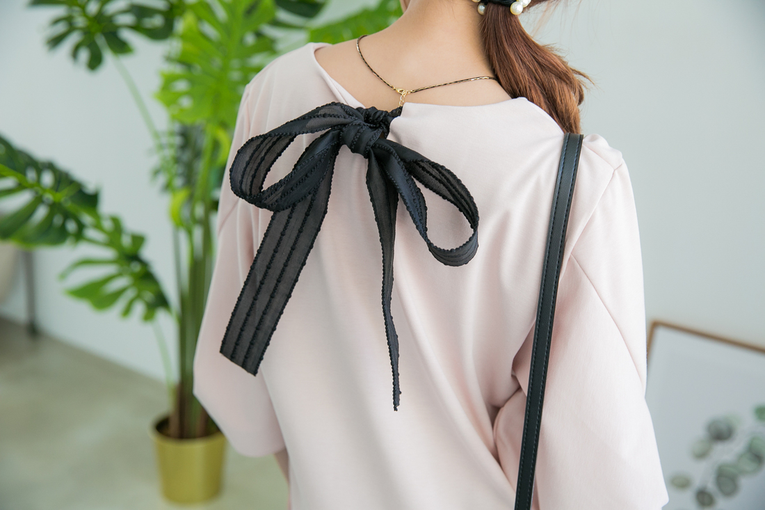 正韩制 气质花苞袖绑结雪纺衫/3色