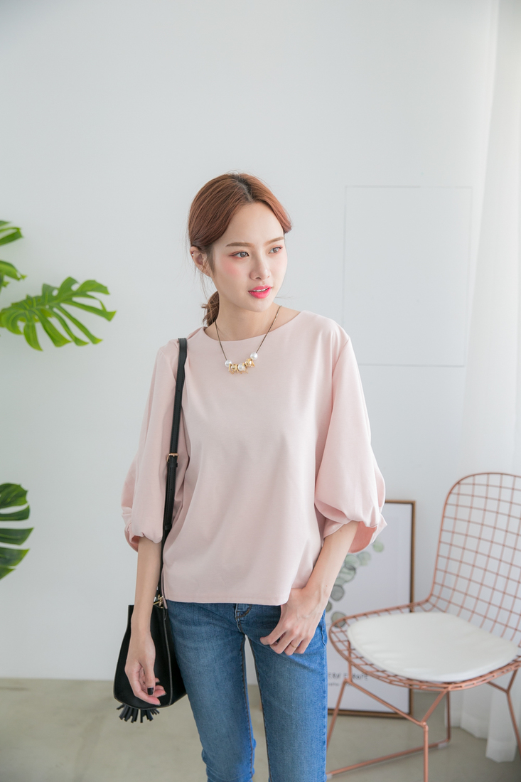 正韩制 气质花苞袖绑结雪纺衫/3色