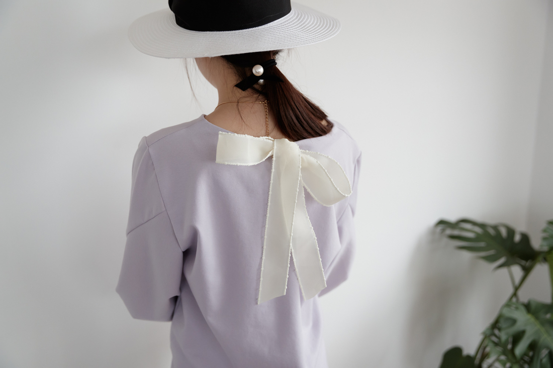 正韩制 气质花苞袖绑结雪纺衫/3色