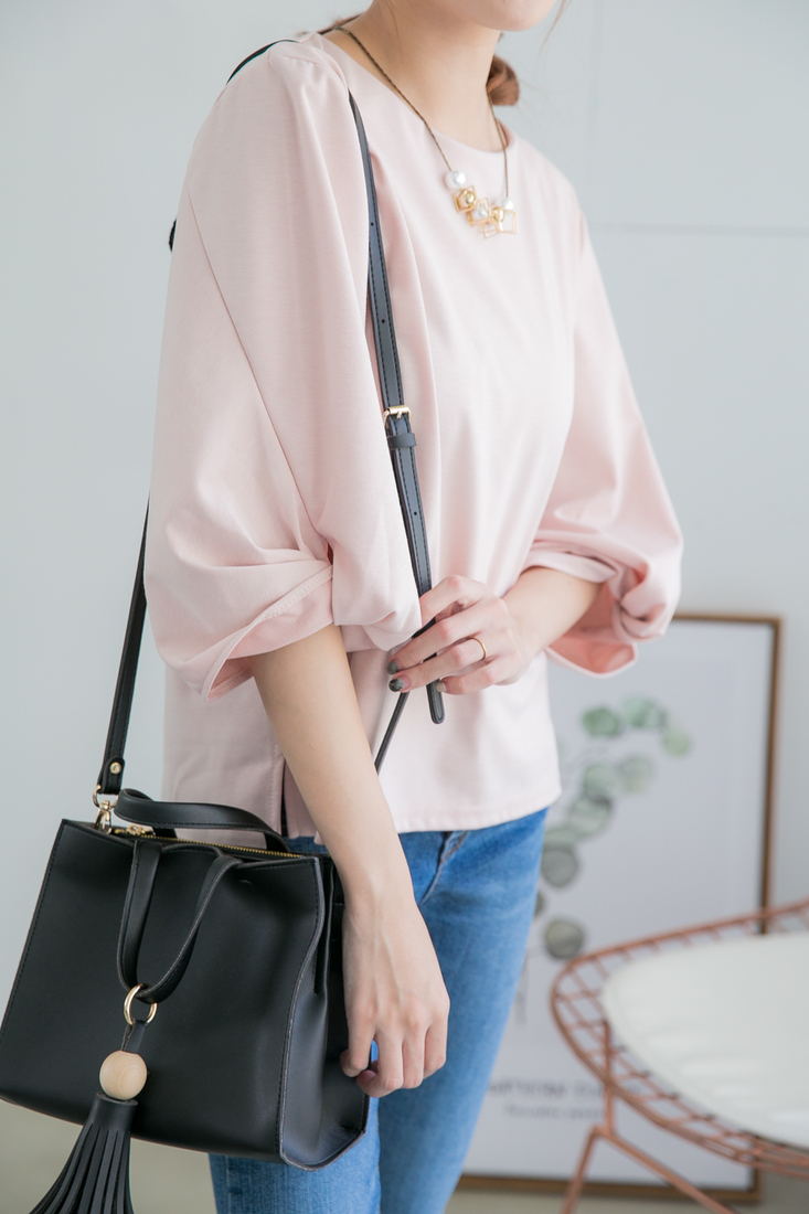 正韩制 气质花苞袖绑结雪纺衫/3色